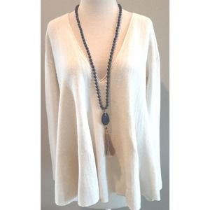 FREE PEOPLE Sundae Pullover Creamy White Linen/Cotton Sz M Perfect!